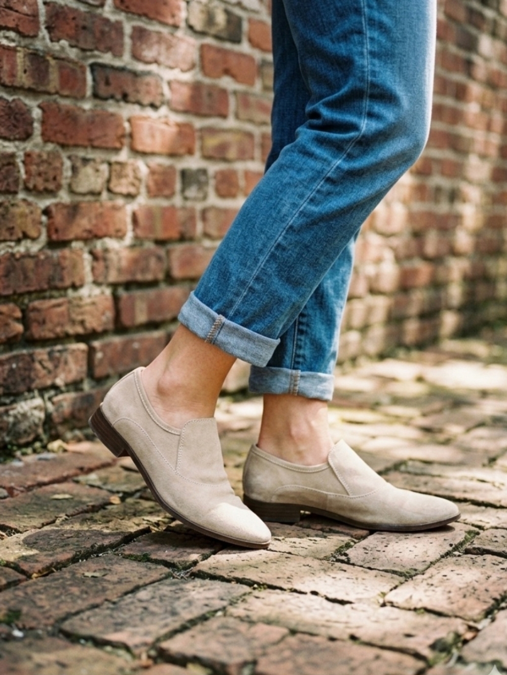 Free People Brady Suede Leather Women's Loafer in Taupe Size 40